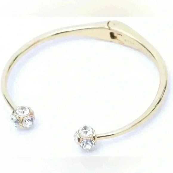 Kate Spade New York Gold Tone Lady Marmalade Crystal Hinged Bangle Bracelet - Picture 2 of 8
